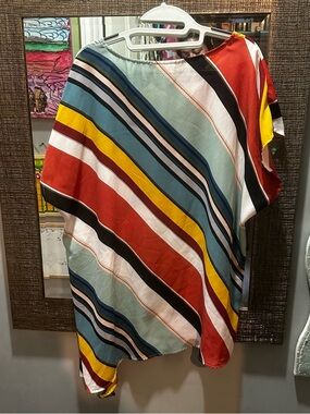 Avenue Colorful Diagonal Striped Blouse
